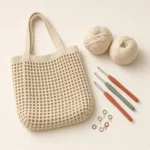 Beginner crochet kit with three soft-grip hooks