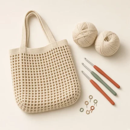 Beginner crochet kit with three soft-grip hooks