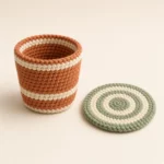 Crochet plant pot cover and punch needle coaster kit