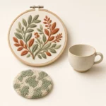 20cm embroidery hoop wall art kit with punch needle coaster